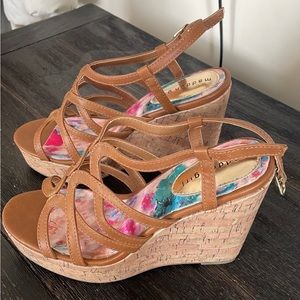 Madden Girl Cognac Wedges